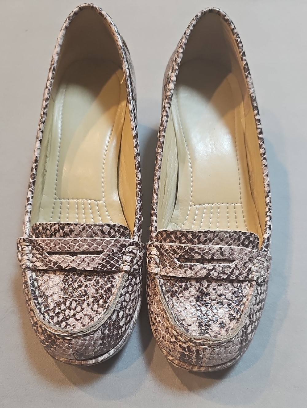 Easy Spirit Women's Snake-Print Loafers in Taupe